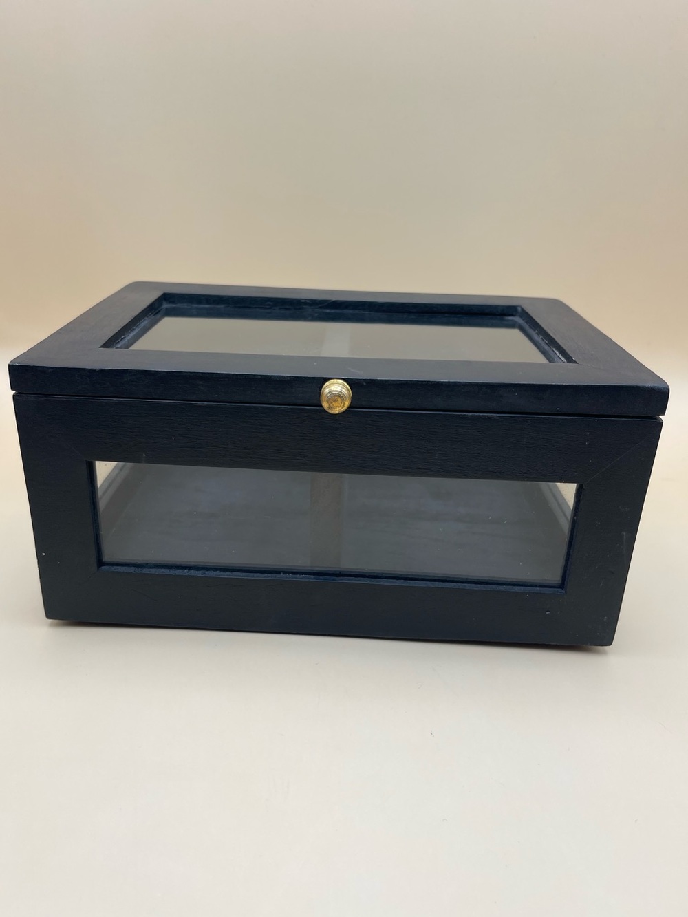 Black Glass-Top Wooden Jewelry Organizer/Treasure Box 🗃️
